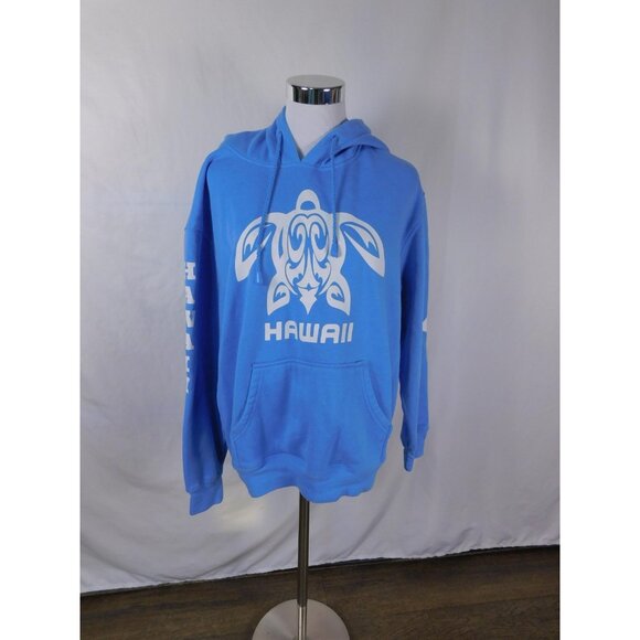 SALE Ba Ba Hawaii Hoodie Unise Medium Blue Turtle Graphic Islands Pullover Sweat - Picture 1 of 12